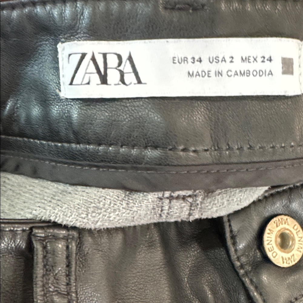 Zara Black Leather Pants 2 - Picture 4 of 16